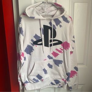 Tie Dye PlayStation Logo Hoodie | White Pink Purple | Officially Licensed
